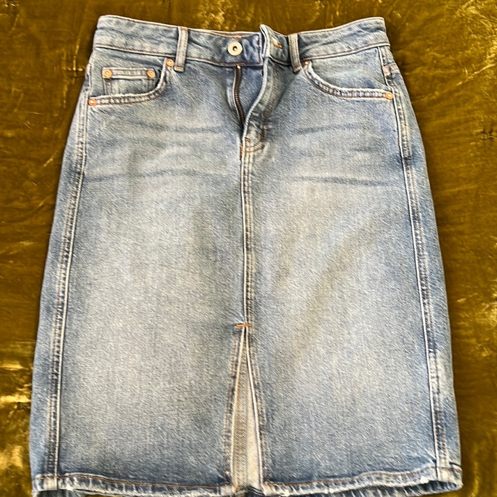 Anthropologie midi denim skirt
